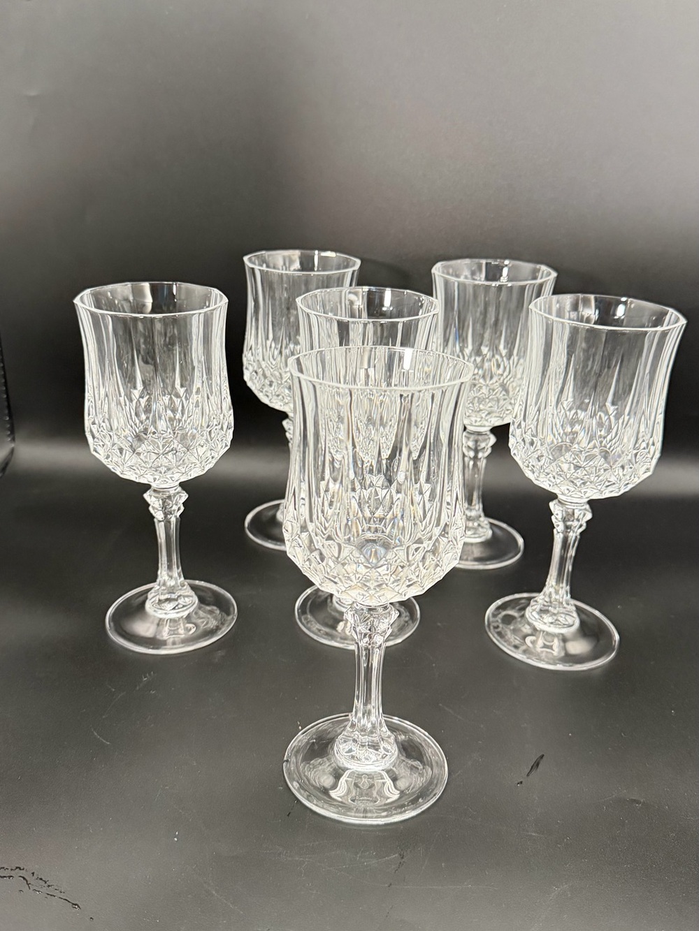 Cristal d’Arques Longchamp Crystal Wine Glasses Goblets Set of 6 France